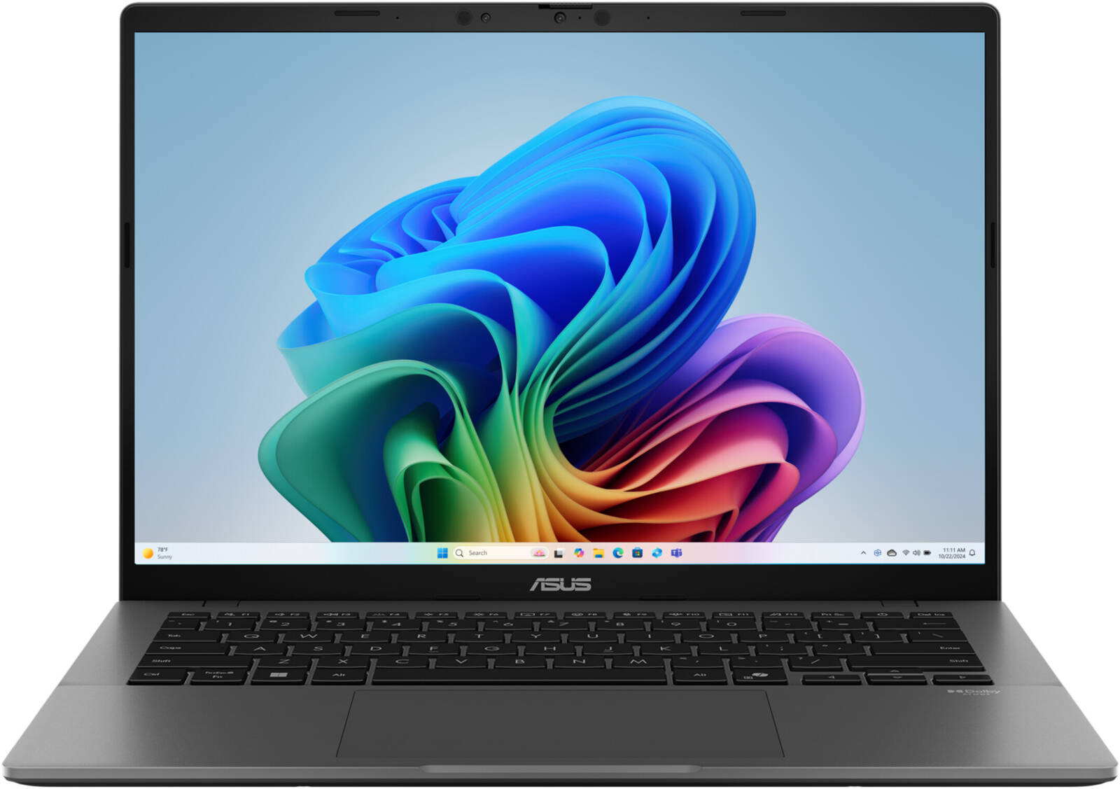 ASUS Vivobook S14 S3407QA Copilot+ Laptop, 14" WQXGA IPS 60Hz Display, Snapdragon X X1 26 100, 16GB RAM, 1TB SSD, Qualcomm Adreno GPU, English-Arabic Keyboard, Win11, Matte Gray | 90NB16B2-M000V0 - Image 1