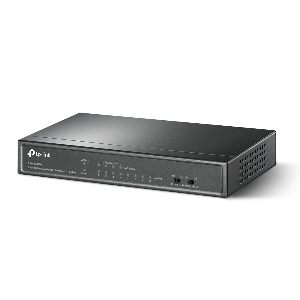 TP-Link PoE Switch 8-Port 100 Mbps, 4 PoE ports up to 15.4 W for each PoE port and 41 W for all PoE ports, Metal Casing, Plug and Play, Ideal for IP Surveillance and Access Point(TL-SF1008LP) thumbnail 2