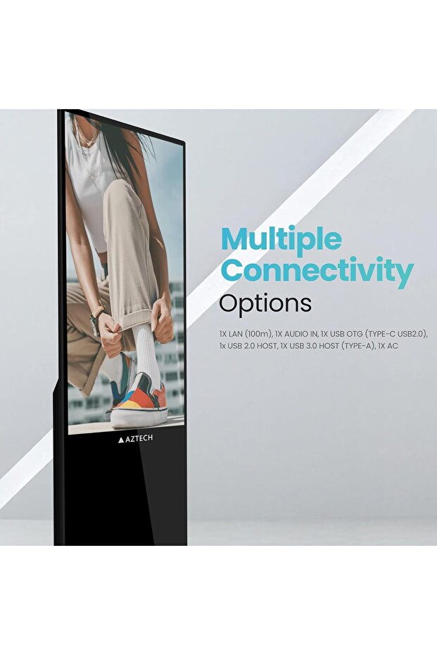 AZTECH 4K 65-Inch 20-Points IR Touch Digital Signage, Quad-core, 4GB RAM +64GB ROM, Android 11, 400 Nits Brightness, 1200:1 Contrast Ratio, 5W*2 speaker, HDMI‐IN*2 with wheels - AZ-FDS-65T-V2 thumbnail 4