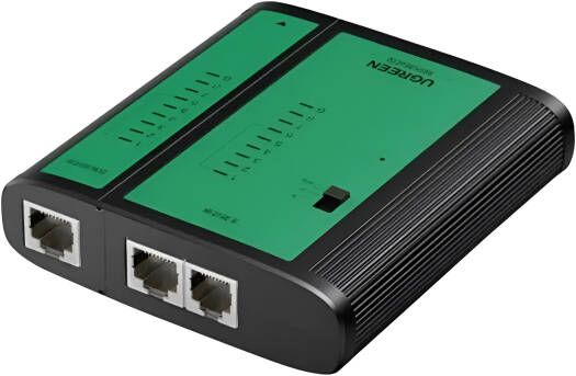 UGREEN NW167 Network & Telephone Cable Tester, x1 8P8C RJ45 & x1 6P6C RJ12 Output, 1x 8P8C RJ45 & x1 6P6C RJ12 Input, Indicator Light, BNC Coaxial Cable Test Ethernet, Black | 10950 - Image 1