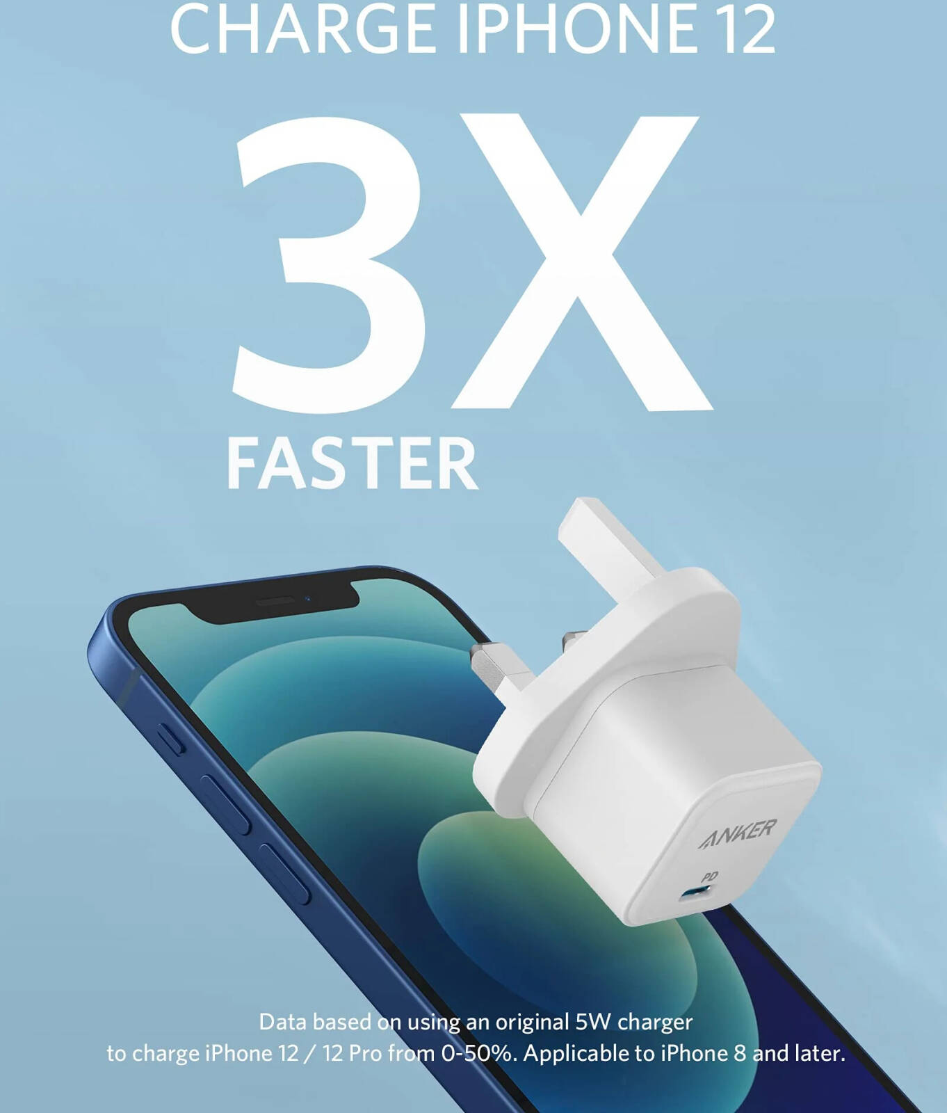 ANKER PowerPort III Charger, USB C Charger, PowerPort III, 20W Cube Fast, UK Plug, 100-240V 0.7A 50-60Hz Input, Wide Compatibility, Superior Safety, White | A2149 thumbnail 2