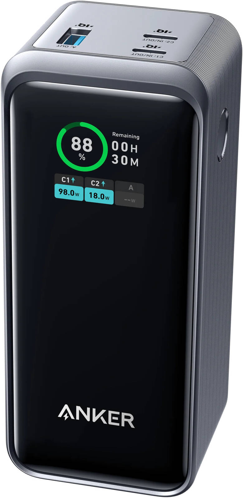 Anker Prime 20,000mAh 200W Power Bank, 65W USB-A Single-Port Max, Smart Display, Active Shield 2.0, Ultra Compact Dynamic Power, 3.0 Power Delivery, 100W 2 USB-C Port, Black | A1336 - Image 1