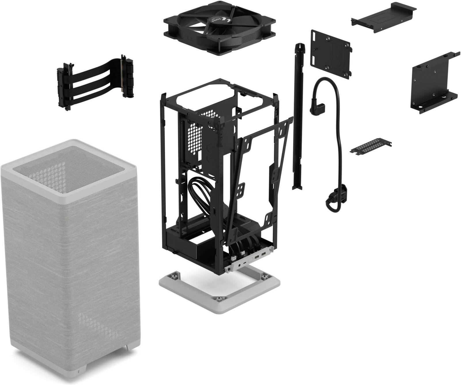 Fractal Mood Mini-ITX SFF Computer Case, 1x 180mm Fan Included, Up to 280mm Radiator & 2x 120mm/140mm Fan Support, Rear Magnetic Filter Mesh, Light Gray | FD-C-MOD1N-01 thumbnail 7