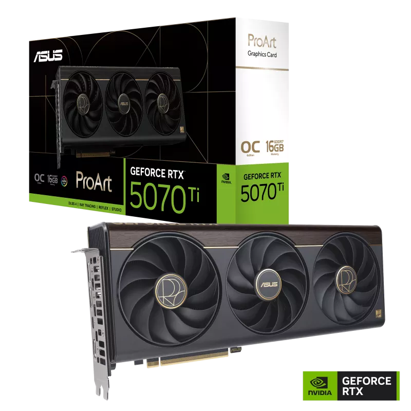 ASUS PROART-RTX5070 TI OC 16G Graphics Card – 16GB GDDR7, 2610 MHz Boost, HDMI 2.1b, PCIe 5.0 | 90YV0NR0-M0NA00 - Image 1