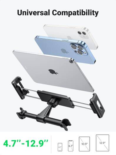 UGREEN Car Mount, 4.7" to 12.9" Devices, 360° Rotatable, Charging Hole, Foldable Design, Wide Compatiblity, Black | 60108 thumbnail 2