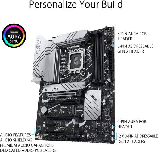Asus Prime Z790-P WiFi ATX Motherboard, Socket Intel LGA1700, Z790 Chipset, PCIe 5.0, 128GB DDR5 Max Memory, 3x M 2 Slots, WiFi 6, Bluetooth v5.2, 2.5Gb LAN, 14+1 Power Stages | 90MB1CJ0-M1EAY0 thumbnail 3