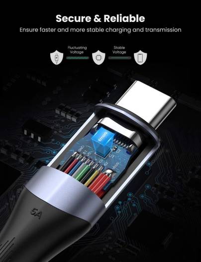 Ugreen USB-C to USB-C Braided Cable, 140W Power Delivery, 10Gbps Data Transfer, 4K Video Support, Compatible With Laptop / Monitor / Personal Computer / Tablet / Smartphone, 1 Meter Length | 80150 thumbnail 3