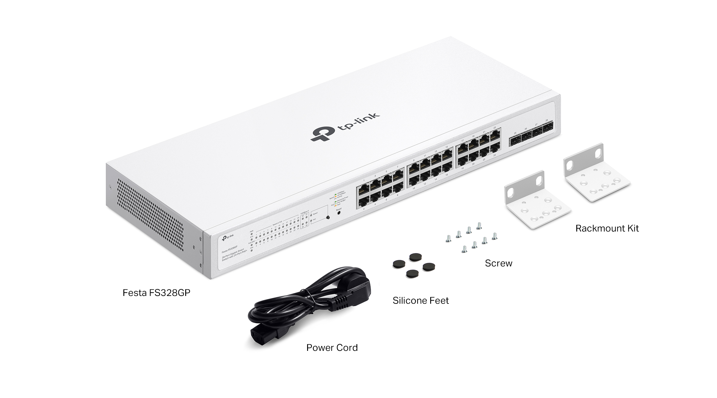 Tp-Link Festa 28-Port Gigabit Smart Switch with 24-Port PoE+, 4 SFP Slots, L2+/L3 Features, Free Cloud Management, Rackmount Design, White | FS328GP thumbnail 6