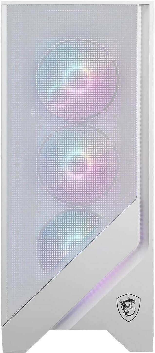 MSI MAG Forge 320R Airflow ATX Mid Tower Computer Case, 4x Pre-Installed Case Fans, Up to 360mm Radiator Support, 3.5" / 2.5" Drive Bays, Tempered Glass Window, Mesh Panel, White | 306-7G23W21-HH9 thumbnail 3
