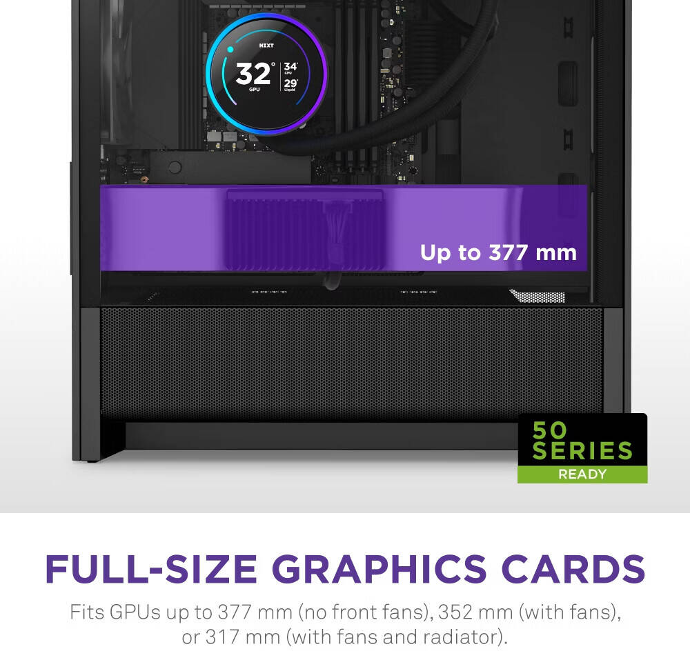 NZXT H3 Flow, Micro-ATX Mid-Tower PC Case High Airflow Design, Tempered Glass Side Panel, Compact Form Factor, Front I/O with USB-C and USB 3.2 Gen 1, Black | CC-H31FB-01 thumbnail 4