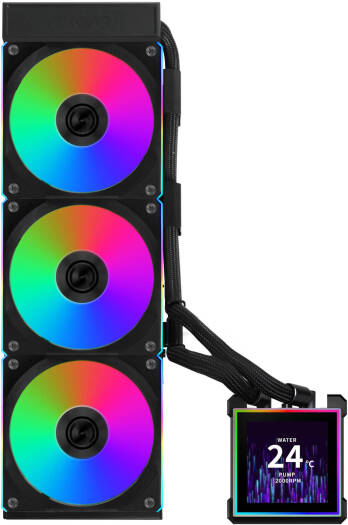 Lian-Li HydroShift II LCD-S Fanless Liquid CPU Cooler, 360mm Radiator, 3.4" IPS 60Hz LCD Screen, 3200 RPM Pump Speed, Three Control Modes via L-Connect 3, No Fans Included, White | GHS2LCDS36NW (Copy) thumbnail 3