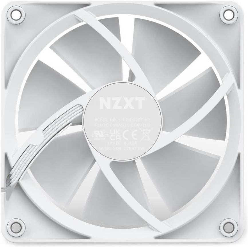 NZXT F120 RGB PWM Fan, Smart Frame Design, Fluid Dynamic Bearing, 60000 Hour Lifespan, 13.94 - 50.18 CFM Airflow, 500-1800 RPM Fan Speed, 17.2 - 27.5 dBA Noise, Rubber Material, White | RF-R12SF-W1 thumbnail 2