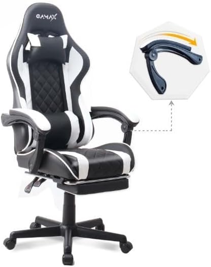 GAMAX GAMING CHAIR MODEL 1-LT001L WITH LINKAGE FUNCTION ARMREST & RETACTABLE FOOTREST - WHITE thumbnail 2