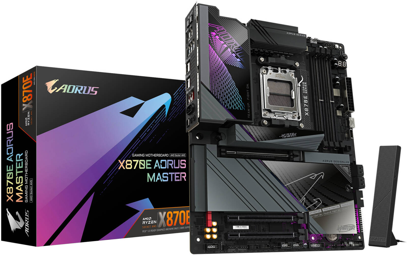 GIGABYTE X870E AORUS MASTER ATX Motherboard , AMD AM5 Socket, Supports Ryzen 9000, 8000, 7000 Series Processors, Up To up to 256GB DDR5 RAM, Wi-Fi 7, Bluetooth 5.3, 5GbE LAN | X870E-AORUS-MASTER - Image 1
