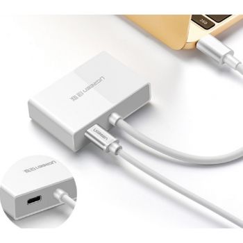 UGreen USB-C To HDMI & VGA Converter, 15Cm Cable Length, Scratch Resistant ABS Plastic, White | 30843 thumbnail 2
