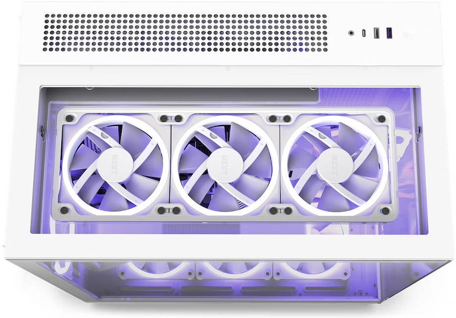 NZXT H9 Elite Dual-Chamber ATX Mid-Tower PC Case, Unique Glass Panel, Intuitive Cable Mgt, 360mm Radiators & 10x120mm Fans Support, Built-in RGB & Fan Controller, USB 3.2 Type-C/A, White | CM-H91EW-01 thumbnail 5