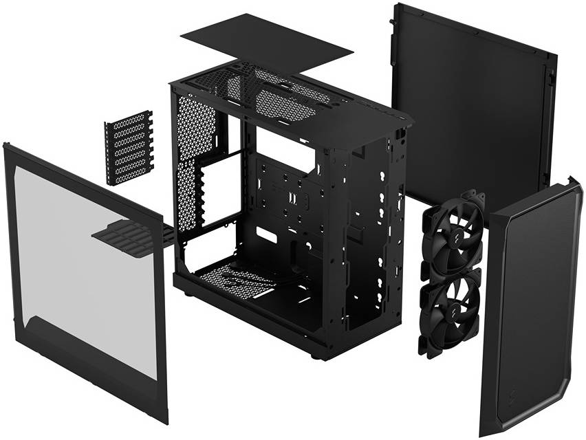 Fractal Design Focus 2 White TG Mid Tower PC Case, Temp Glass Side Panel, Mesh Design Front, High Airflow, Up to 6x120mm Fan & Up to 360mm Radiator, Smart Config, 2xUSB 3.0, Black TG | FD-C-FOC2A-01 thumbnail 12