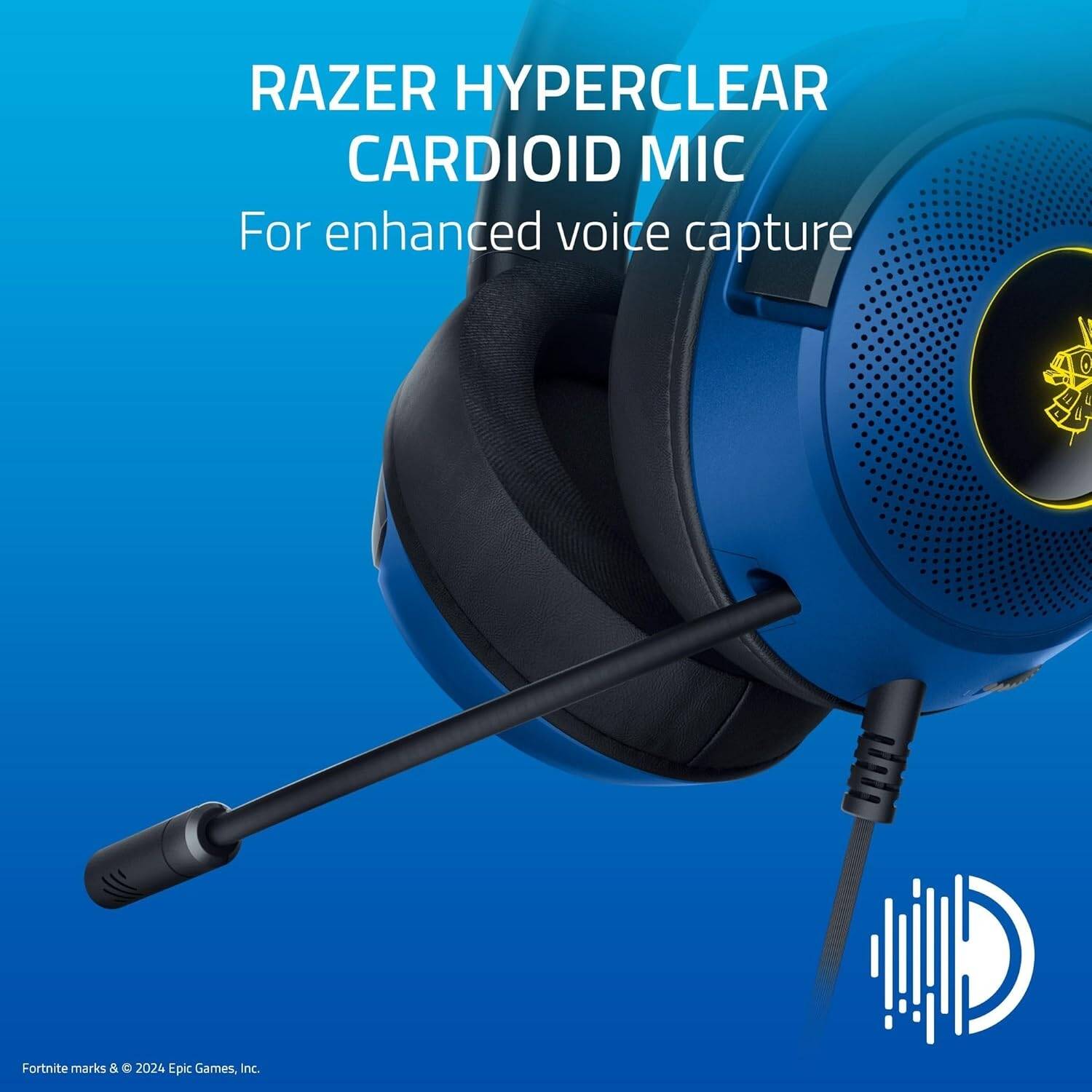 Razer Kraken V3 X Wired USB Gaming Headset - Fortnite Edition, 40mm TriForce Drivers, Chroma RGB Lighting, HyperClear Cardioid Mic, 7.1 Surround Sound, 285g Lightweight, Blue | RZ04-03750500-R3M1 thumbnail 5