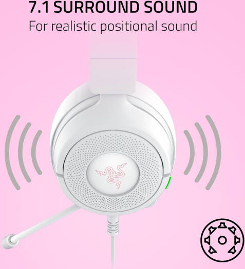 Razen Kraken Kitty V3 X Gaming Headphone, 40mm Triforce Driver, Hyperclear Cardioid Mic, 7.1 Surround Sound, Cross-Platform, Hybrid Fabric & Leatherette Cushion, White | RZ04-05350300-R3U1 thumbnail 5