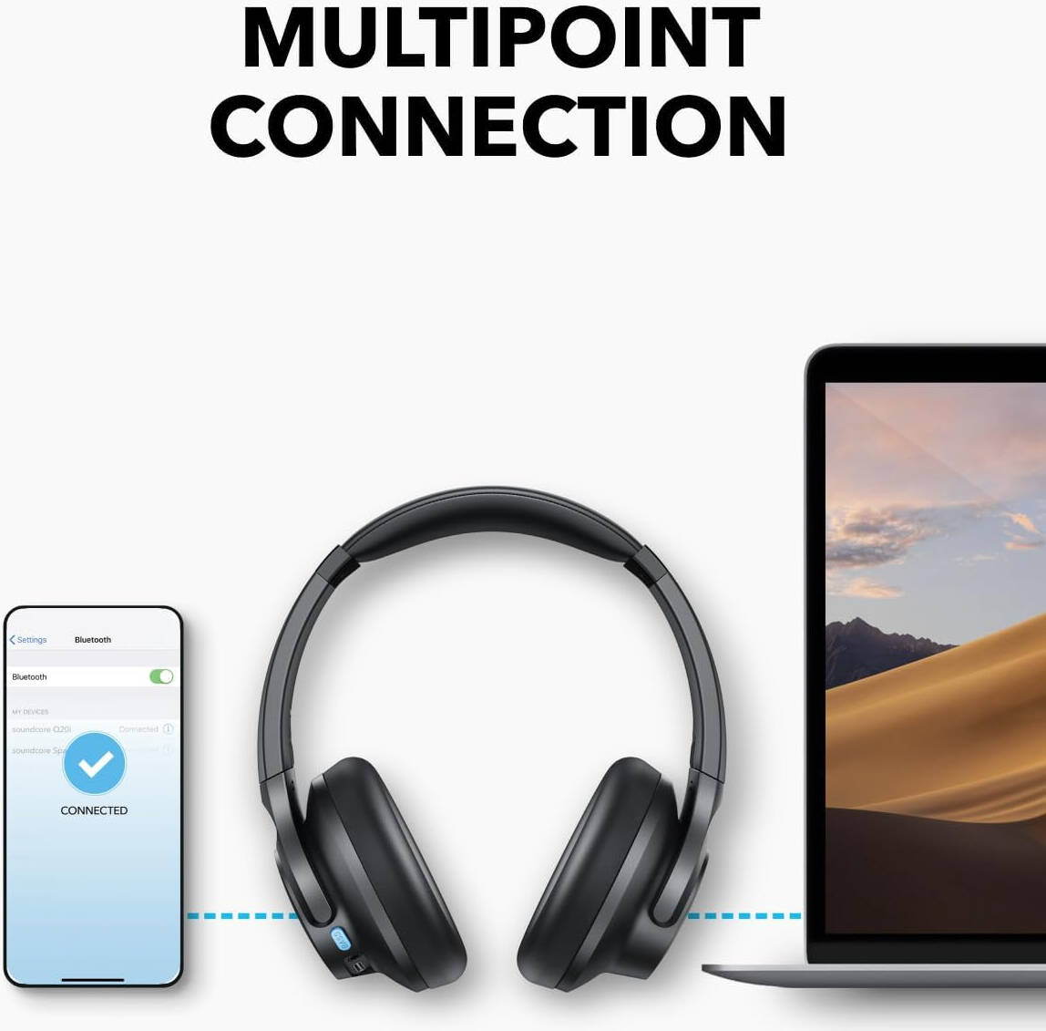 ANKER Soundcore Q11i Wireless Headphones, 40mm Dynamic DriverHi-Res Audio, One-Touch Bass Boost, 60-Hour Playtime, Detachable Ear Cushions, Bluetooth V5.3, Up to 60 Hours Battery, Dark Gray | Q11i thumbnail 3