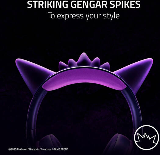 Razer Kraken Kitty V2 Gaming Headphone, 40mm TriForce Driver, HyperClear Cardioid Mic, Unidirectional, Chroma RGB Lighting, USB Type-A Connection, Gengar Pokemon Edition | RZ04-04730300-R3M1 thumbnail 4