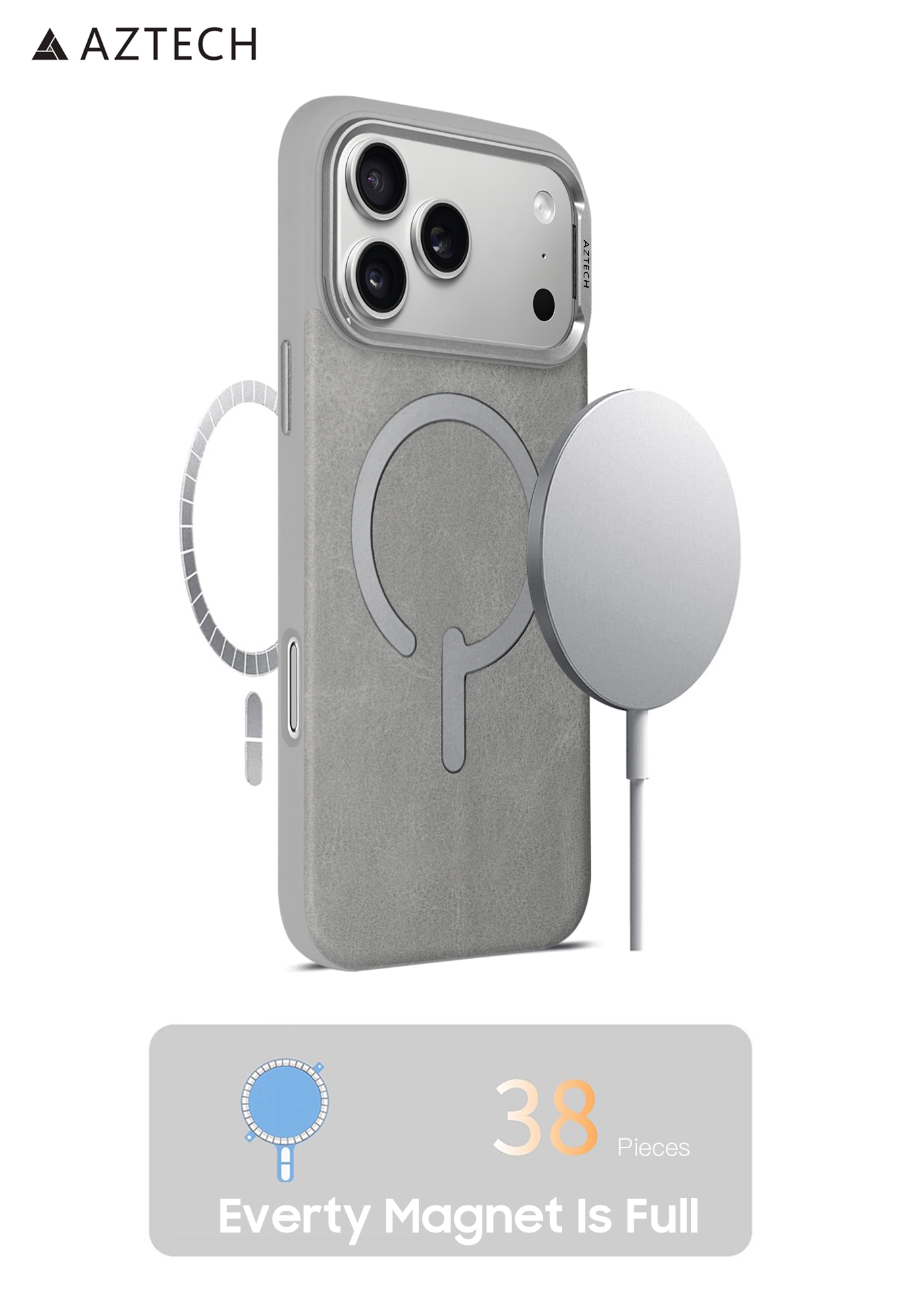 AZTECH Premium Leather Case 17 Pro Max Desert Titanium thumbnail 4