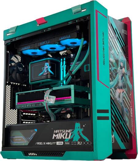 Asus Hatsune Miku Edition Gaming PC - AMD Ryzen 7 9800X3D (8C/16T), NVIDIA RTX 5080 16GB, 32GB DDR5 RAM 6000MHz, 2TB SSD Gen 5, 1200W PSU, 360mm LC, Wi-Fi + BT, Win11 Pro