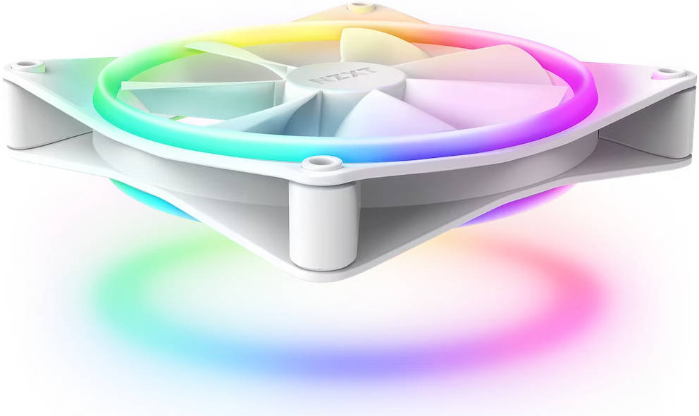 NZXT F140 RGB DUO 140mm Dual-sided RGB Fan with RGB Controller, Fluid Dynamic Bearing. RGB Lighting, Up to 1800 RPM Speed, 84.75 CFM Airflow, Quiet and Cool, Single Pack, White | RF-D14SF-W1 thumbnail 5