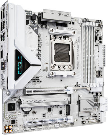 GIGABYTE B850M EAGLE WIFI6E ICE AM5 Micro ATX Motherboard, AMD B850 Chipset, 4x DDR5 DIMM Slots, Up to 256GB Max Memory, 1x PCIe 5.0 Slots, 2x M.2 Slots, WiFi 6E & BT 5.3, White | B850M-EAGLE-WF6E-ICE thumbnail 3