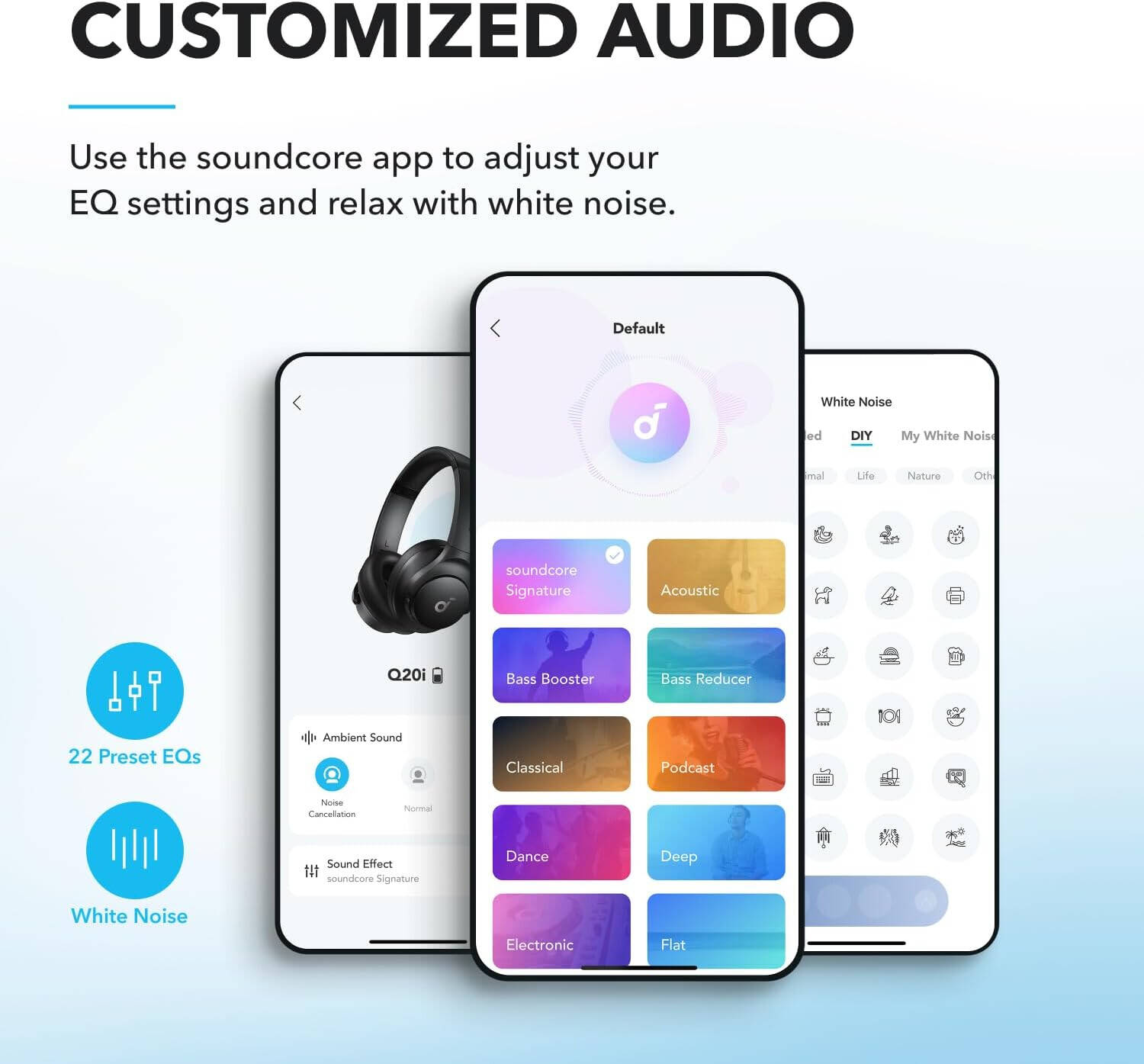 Anker Soundcore Q20i, Hybrid Active Noise Cancelling, 40-Hour Long Battery Life And Fast Charging, Dual-Connections, Detailed Audio, EQ Customization, Transparency Mode, Black | Q20i thumbnail 4