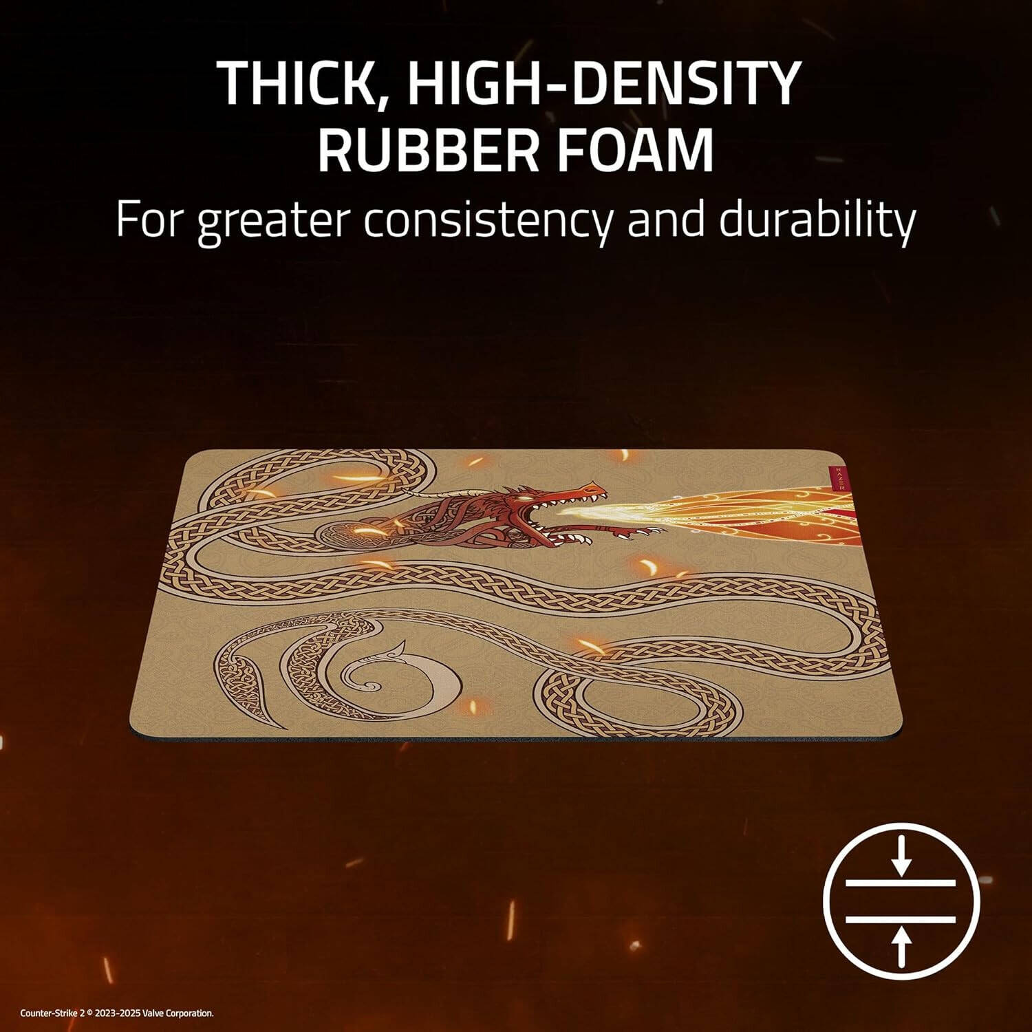 Razer Gigantus V2 Counter-Strike 2 Edition Soft Gaming Mouse Pad, Textured Micro-Weave Cloth Surface, Thick, High-Density Rubber Foam, Anti Slip Base, Large, Gold | RZ02-03333300-R3M1 thumbnail 3