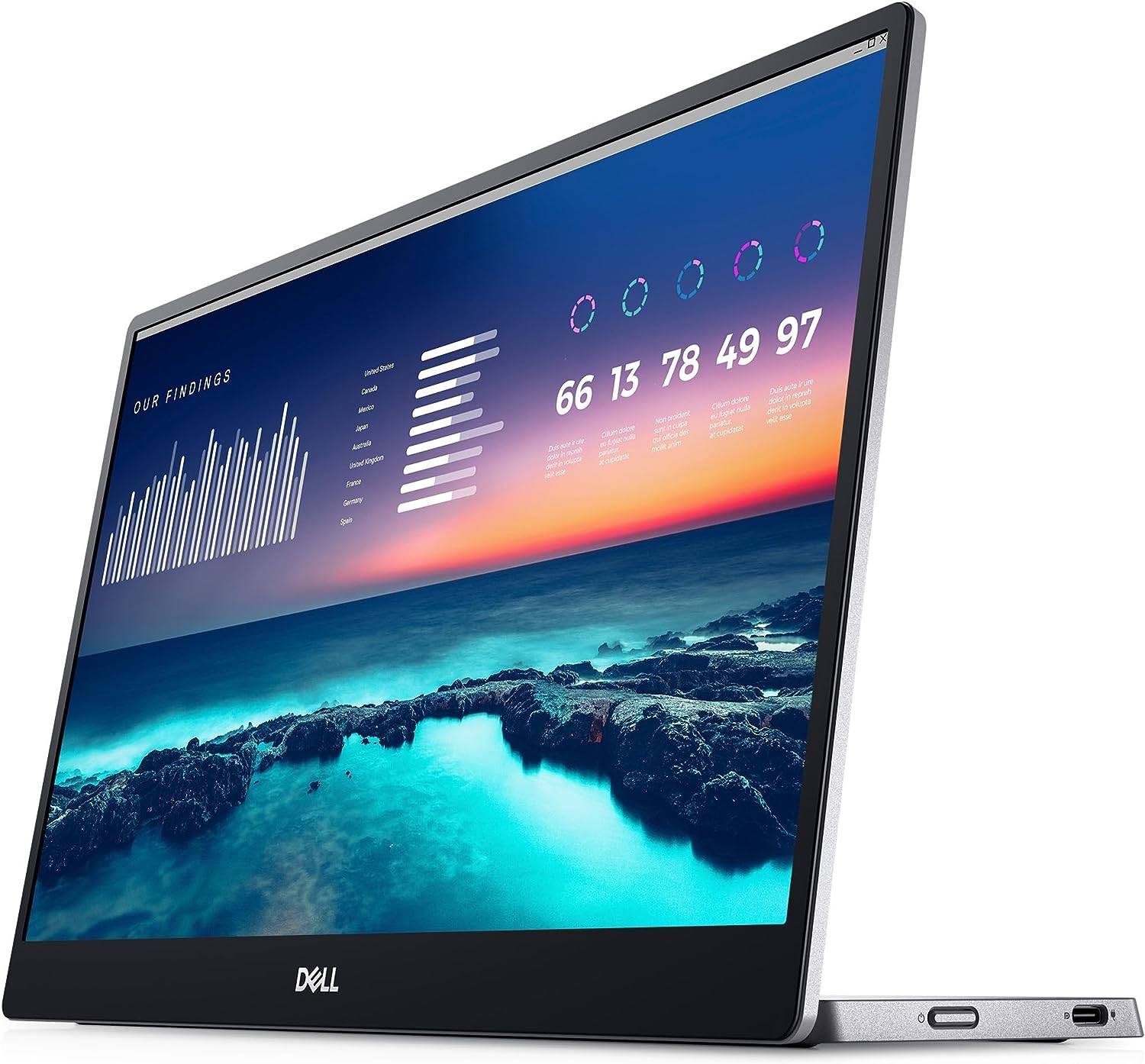 Dell P1424H 14" FHD IPS 1080P Portable Monitor, 60 Hz Refresh Rate, 6 ms Response Time, 16.7 Million Colors, 300 nits Brightness, LED Backlight, USB-C Connection, Black | P1424H thumbnail 3