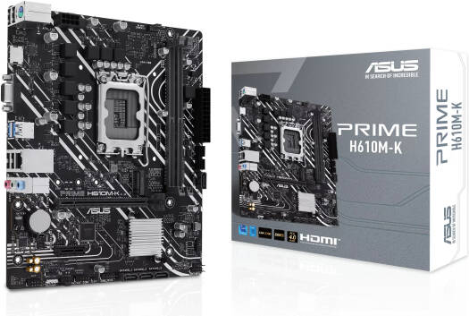 ASUS Prime H610M-K Micro-ATX LGA 1700 Motherboard, Intel H610 Chipset, 2x DIMM DDR5 Slot, 96GB Max Memory, 1x M 2 Slots, 1x PCIe 4 0 x16 Slot, Realtek 1Gb Ethernet 90MB1GA0-M0EAY0 - Image 1