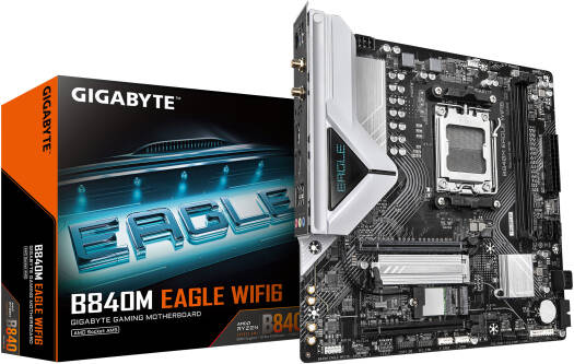 GIGABYTE B840M EAGLE WIFI6 M-ATX AM5 Motherboard, AMD B840 Chipset, 2x DDR5 DIMM Slots, Up to 128GB Max Memory, 1x PCIe 4.0 x16 Slot, 2 x M.2 Slots | B840M EAGLE WIFI6 - Image 1