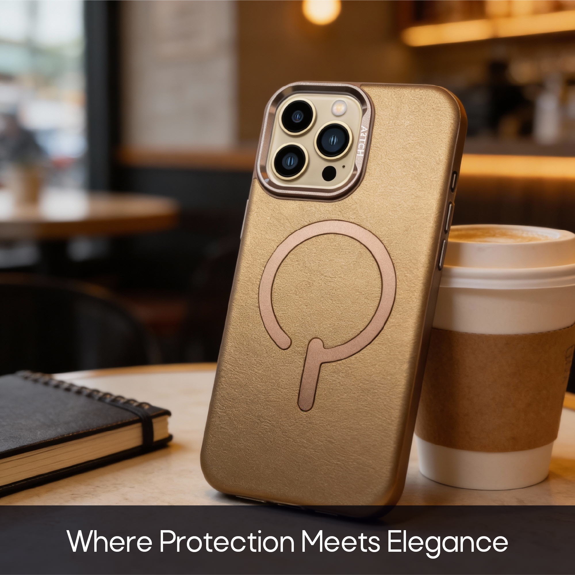 AZTECH Premium Leather Case 16 Pro Max Desert Titanium thumbnail 5