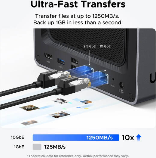UGREEN NASync DXP4800 Plus 4-Bay Desktop NAS, Intel Pentium Gold 8505 5-Core CPU, 136TB Storage Capacity, 2x M.2 SSD Drive Slots, 10GbE + 2.5GbE LAN, 4K HDMI, Diskless, Black | 35260 thumbnail 3