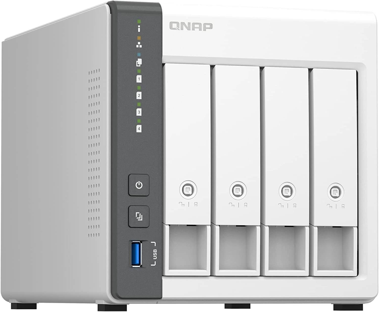 QNAP TS-433 4 Bay NAS, ARM 4-core Cortex-A55 2.0GHz Processor, 4 GB RAM, 4x 3.5-inch SATA 6Gb/s, 3Gb/s, 5 Gigabit Ethernet Port, 90W Power Supply, White | TS-433-4G thumbnail 5