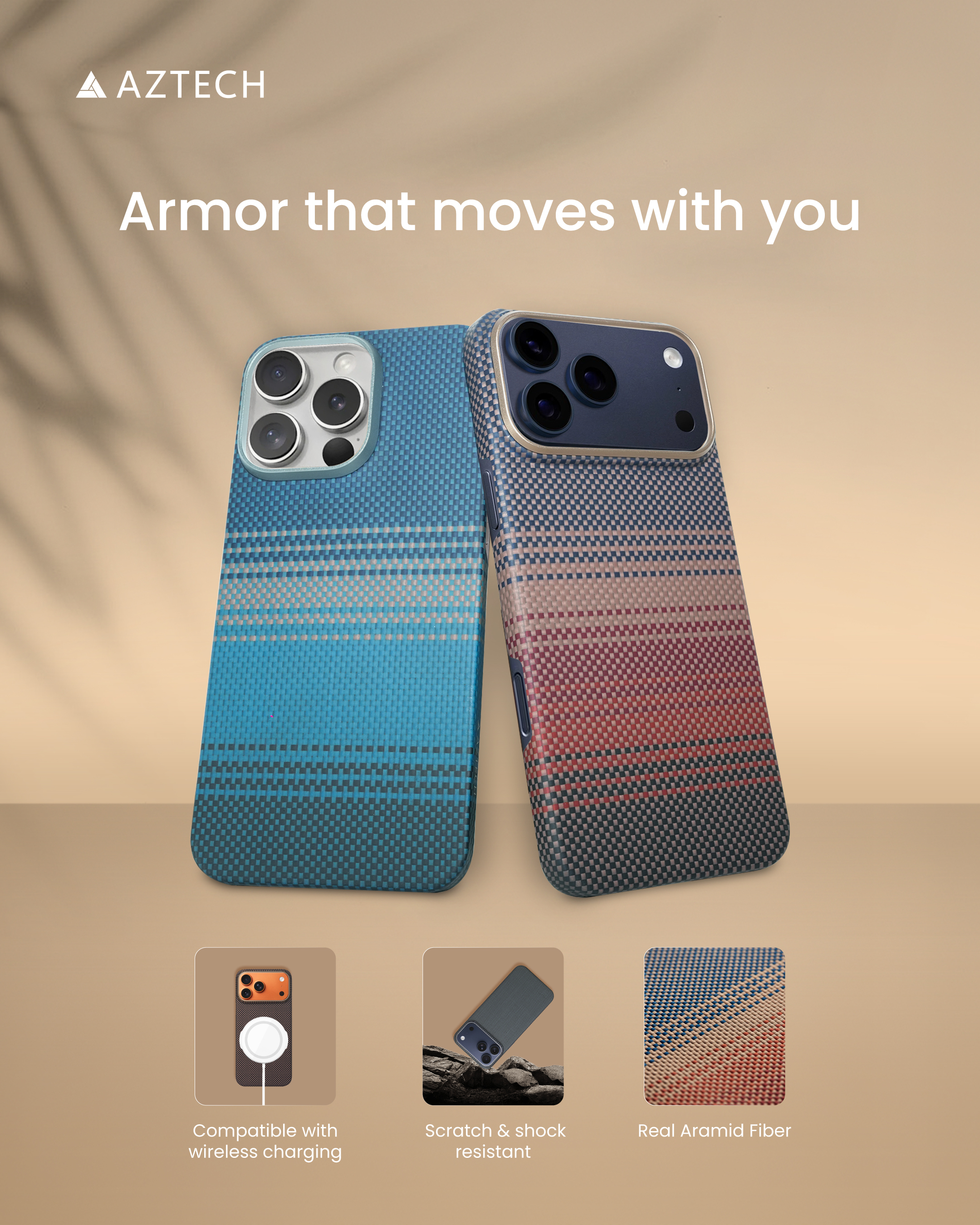 AZTECH Premium Kevlar Case IP 15 Pro Max Moonrise thumbnail 2