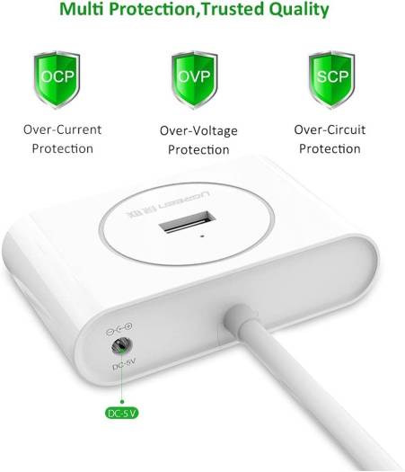 UGREEN USB 3.0 Hub 4 Port USB 3 Data Hub, Portable Super Speed for Wide Compatibility with 3FT Extension Cable USB Hub, 5Gbps Data Transfer, White | 20283 thumbnail 2