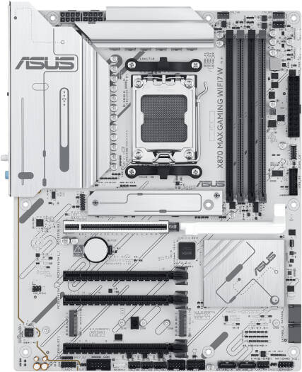 ASUS X870 MAX GAMING WIFI7 W AM5 ATX Motherboard, AMD X870 Chipset, 4x DDR5 DIMM Slots, Up to 256GB Max Memory, 1x PCIe 5.0 x16, 3x M.2 Slots, Wi-Fi 7 & Bluetooth v5.4, White | 90MB1LZ0-M0EAY0 thumbnail 5