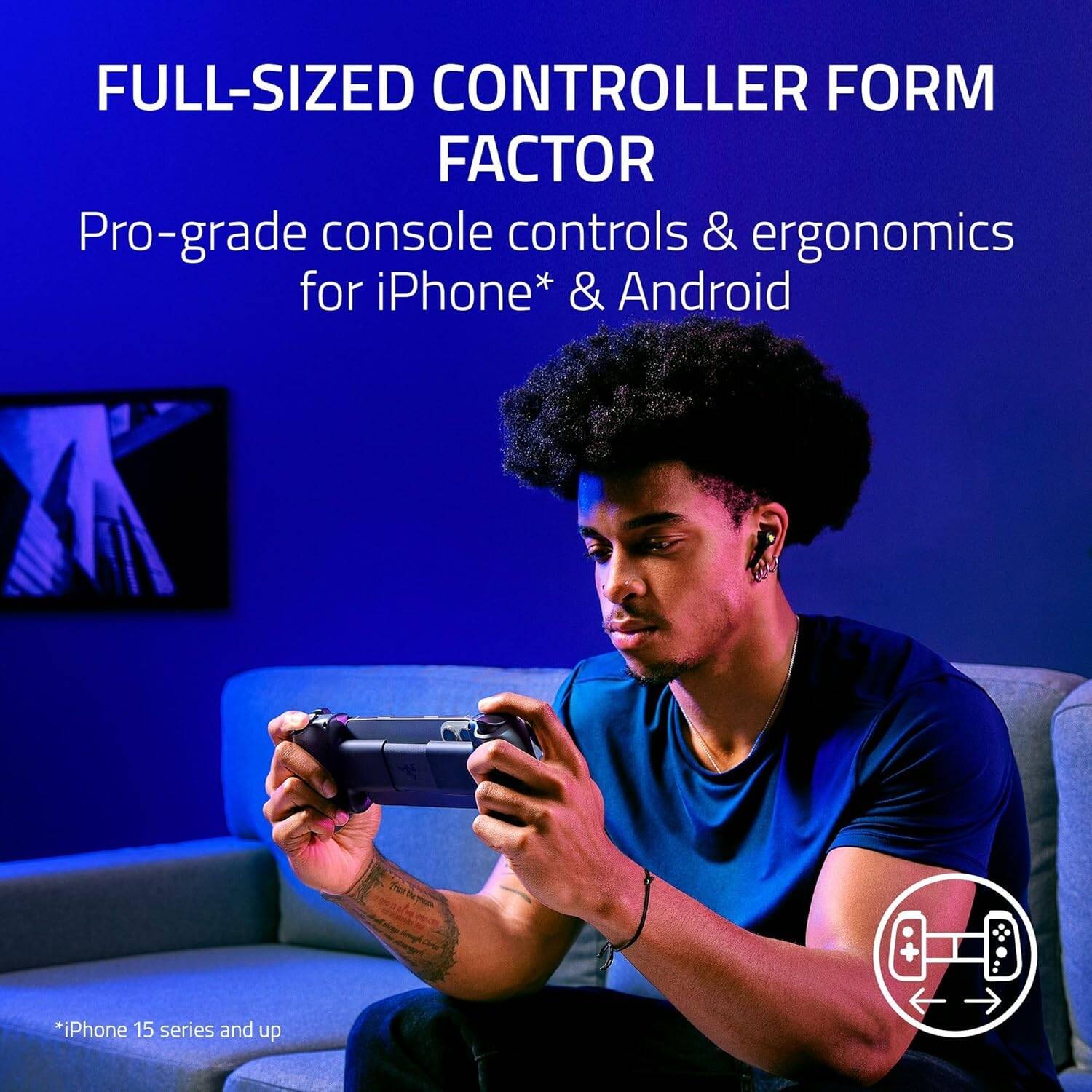 Razer Kishi V3 Mobile Gaming Controller, Full-Sized Ergonomic Design, Pro-Grade Thumbsticks, Dual Mouse Click Back Buttons, USB-C Charging, 3.5mm Audio | RZ06-03550100-R3M1 thumbnail 4