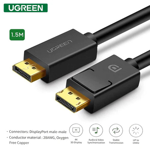 UGREEN DP MALE TO MALE CABLE 1.5M BLACK - Image 1