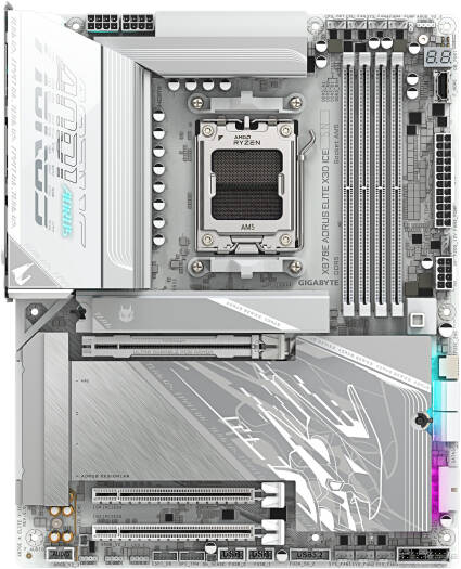 GIGABYTE X870E AORUS ELITE X3D ICE AM5 ATX Motherboard, AMD X870E Chipset, 4x DDR5 DIMM Slots, 256GB Max Memory, 1x PCI Express x16 Slot, 4x M.2 Slots, White | 9MX87EEXE-00-G10 thumbnail 2