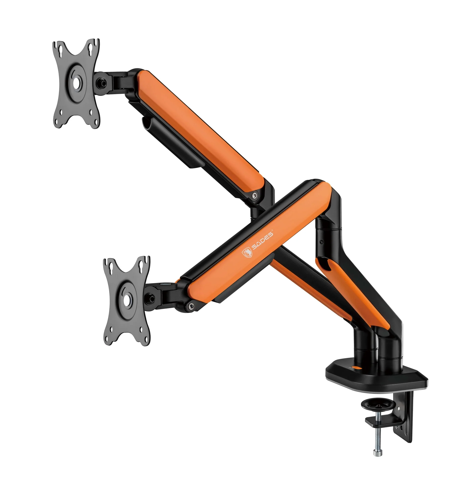 SADES APEP SA-MS02 RGB DUAL MONITOR MOUNT ARM (MAX SCREEN SIZE 32"/9KG PER ARM) - ORANGE - Image 1