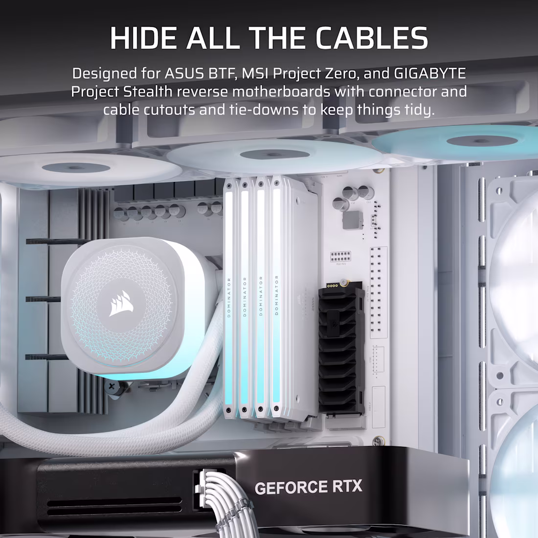 Corsair FRAME 4500X RS-R ARGB Panoramic Glass Mid-Tower PC Case, 3x RS-R aRGB Pre-Installed Fans, Up to 360mm Radiator & 10x 120mm Fans Support, Dust Filtration, White | CC-9011315-WW thumbnail 5