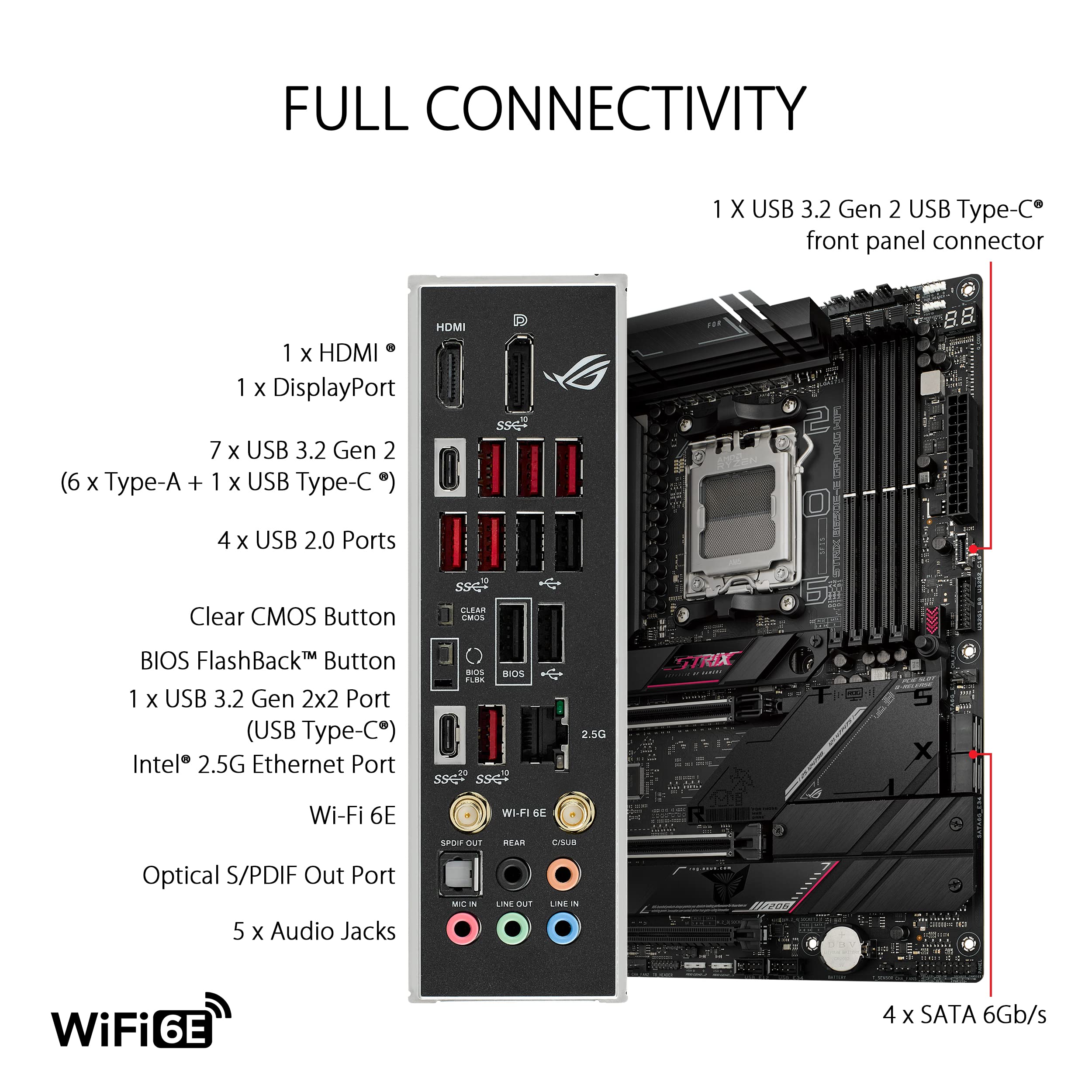 Asus Rog Strix B650E-E Gaming Wifi ATX DDR5 Motherboard, AMD Socket AM5, B650 Chipset, 2.5Gb Ethernet, Bluetooth, WiFi 6E 6GHz, Max 128GB 4xDIMM Memory, PCIe 5.0x16, 4xM.2 Slot | 90MB1BB0-M0EAY0 thumbnail 5