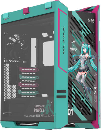 ASUS ROG Strix Helios II Hatsune Miku Edition Mid Tower Computer Case, 4x 140mm Pre-Installed Fans, Up to 420 Radiator & 7x 120mm Fan Support, USB-C 20Gbps, Cable Management | 90DC00W0-B39010 thumbnail 6