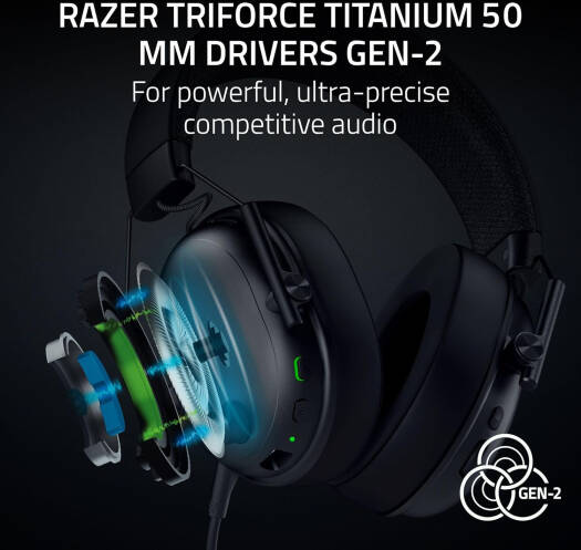 Razer BlackShark V3 Gaming Headphone, TriForce Titanium 50mm Drivers Gen 2, HyperSpeed Wireless Gen 2, Detachable HyperClear Super Wideband 9.9mm Mic, Unidirectional, Xbox, Black | RZ04-05410200-R3U1 thumbnail 7