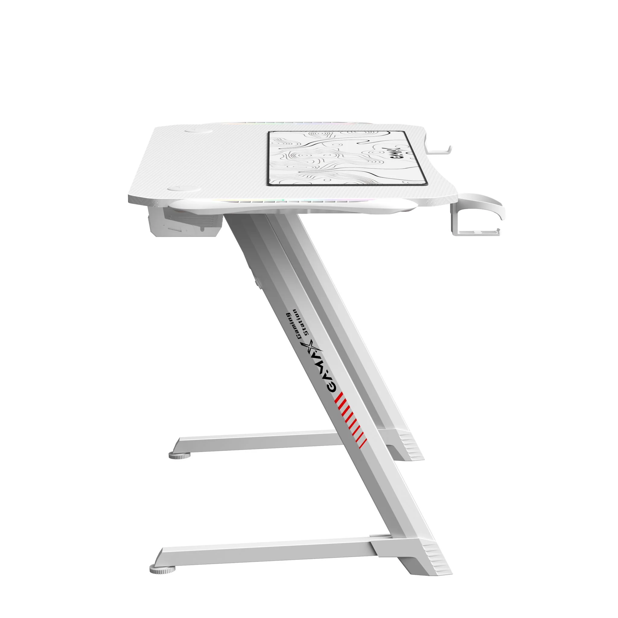 GAMAX Z5-1160 (TD-03)_CARBON FIBER GAMING TABLE 120*60*75CM WITH RGB LIGHT & MOUSEPAD - WHITE thumbnail 2
