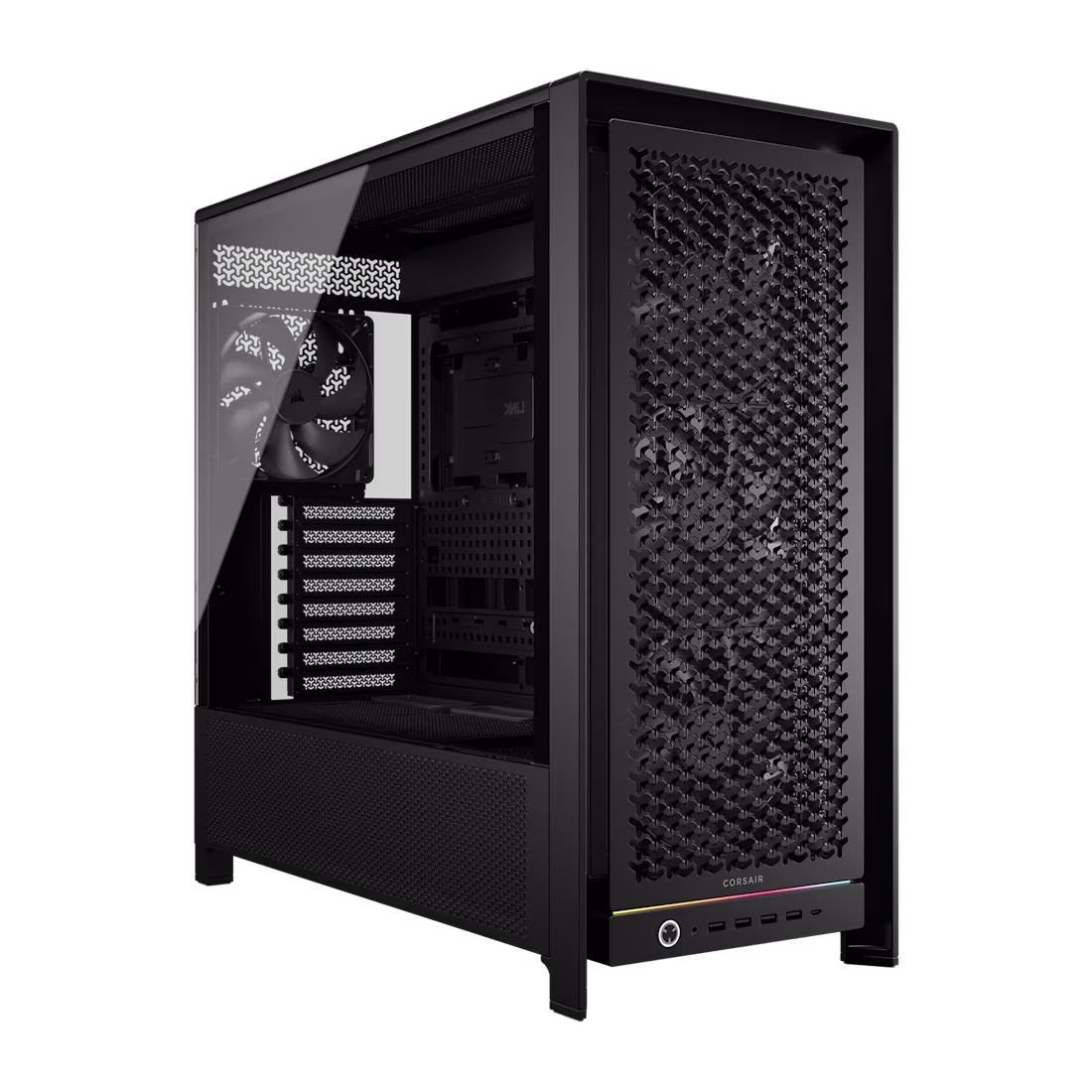 Corsair FRAME 5000D RS High-Airflow Mid-Tower ATX PC Case, 4x RS140 Pre-Installed Fans, 360mm Radiator Support, 8 Expansion Slot, Tempered Glass, 3D-Y Airflow Steel, Black | CC-9011307-WW - Image 1